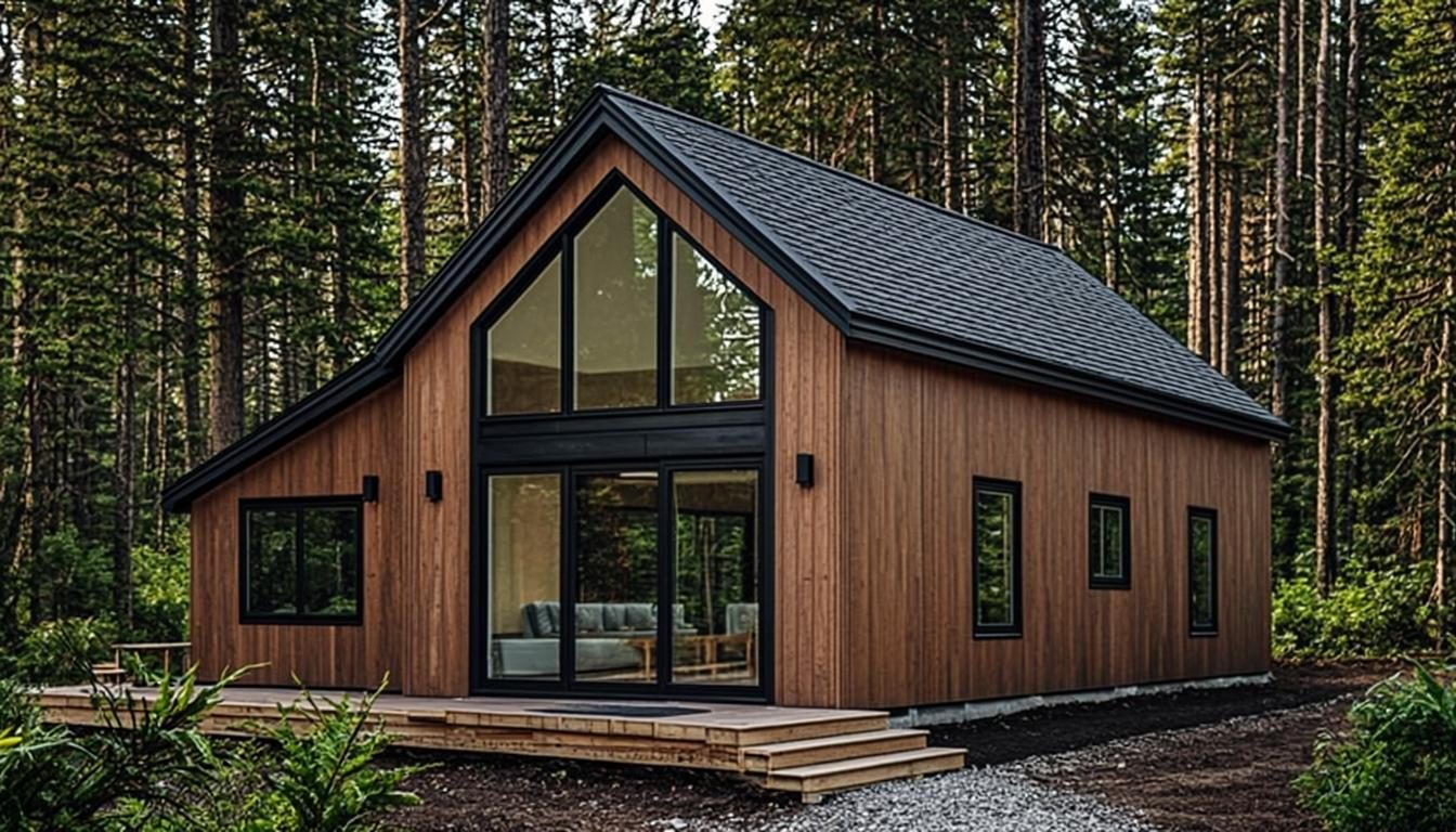 Дом 7×3 7×3 — Модульный дом-шале 7×3 м (21 м²) с панорамным остеклением фронтона — премиальный вид в компактном размере.